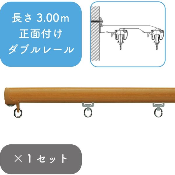 プロ仕様カーテンレール「3.00m 正面付け ダブル・ミディアムG」 nexty-300sw-mg-1 1セット トーソー（直送品）