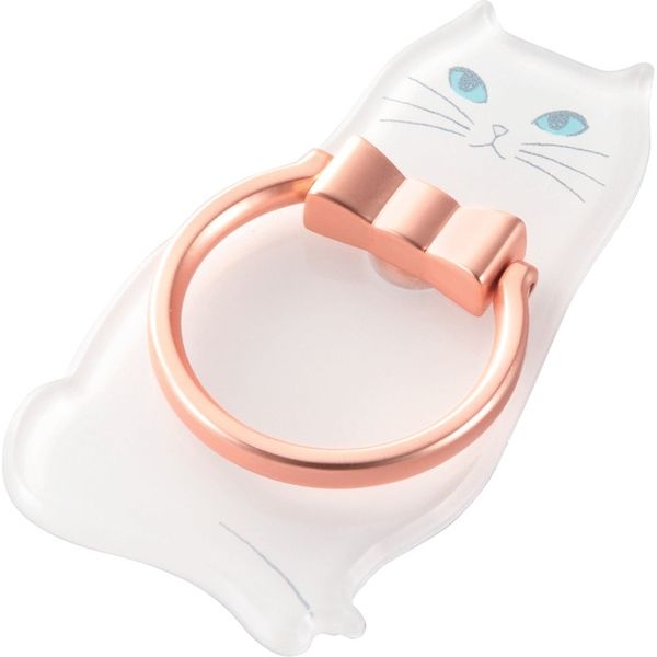 エレコム スマートフォン用ストラップ/フィンガーリング/アニマル/白ネコ P-STRAMCATW 1個（直送品）