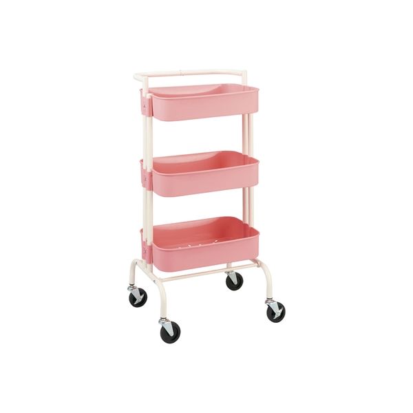 3段バスケットワゴン ピンク 24-7883-00 松吉医科器械　　マツヨシカタログ（直送品）