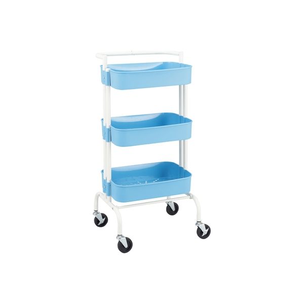 3段バスケットワゴン ブルー 24-7883-01 松吉医科器械　　マツヨシカタログ（直送品）