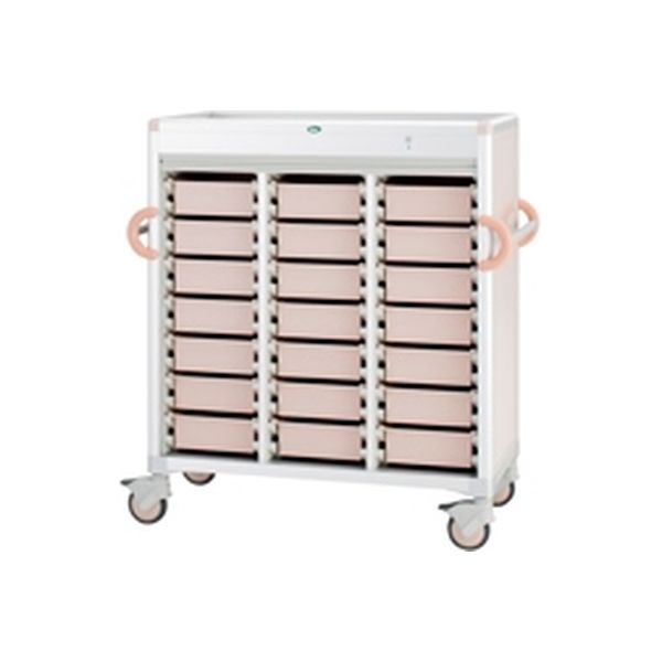 【軒先渡し】サカセ化学工業 注射薬カート(21床用) トレー:ニュートラル 24-8005-0104 1台（直送品）