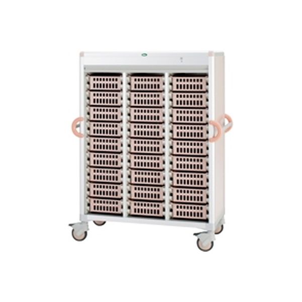 【軒先渡し】サカセ化学工業 注射薬カート(27床用) バスケット:ピーチ 24-8006-0101 1台（直送品）