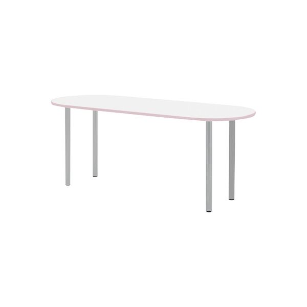 【軒先渡し】松吉医科器械 ナーステーブル(パステル/楕円形) ライトピンク 24-7820-0101 1台（直送品）