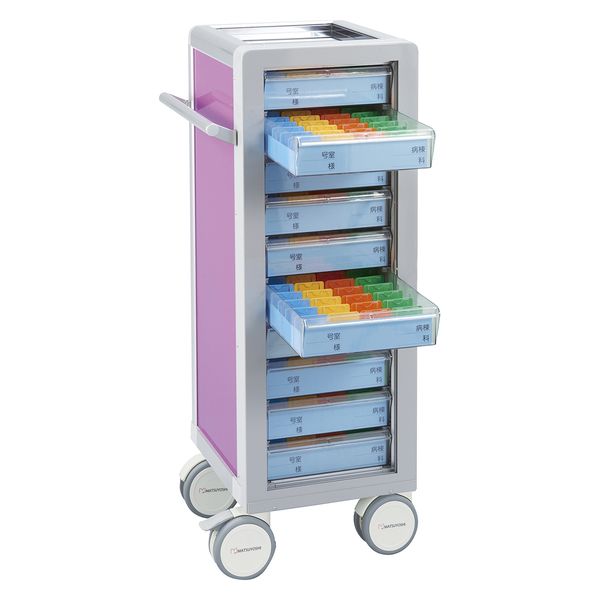 マイスコ与薬カート（鍵なし）10床用 ライラック 19-7105-1202 松吉医科器械（直送品）