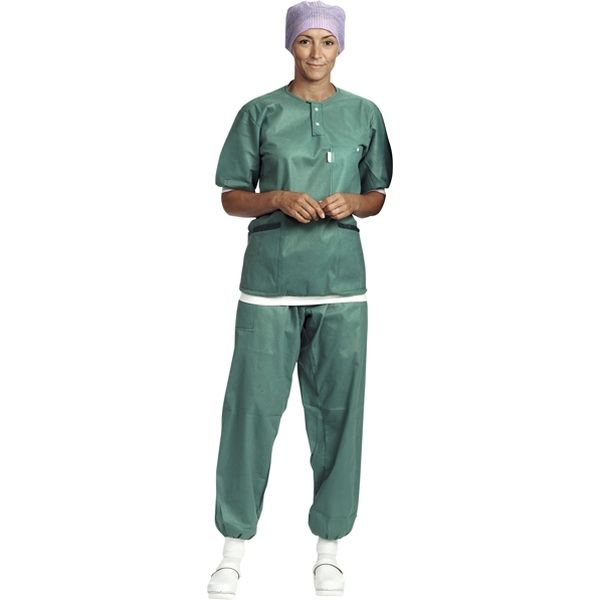 メンリッケヘルスケア スクラブシャツ 袖・裾カフ付グリーン 24-7814-00 1箱(48枚入)　スクラブ（直送品）