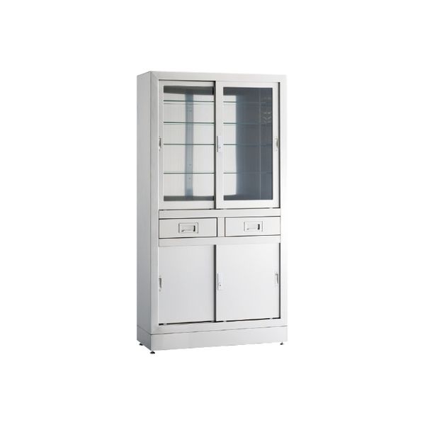 【軒先渡し】松吉医科器械 器械戸棚(ステンレス製) 三方硝子 23-5385-0102 1台（直送品）