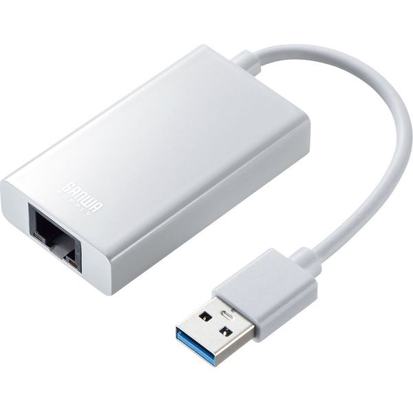 サンワサプライ USB3.1-LAN変換アダプタ（USBハブポート付・ホワイト） USB-CVLAN3W 1個（直送品）