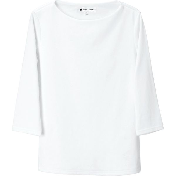 セブンユニフォーム ニットシャツ・女・七分 ホワイト 11号 CU2597-0 3点（直送品）