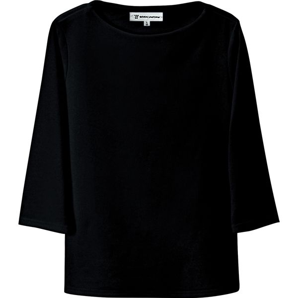 セブンユニフォーム ニットシャツ・女・七分 ブラック 15号 CU2597-9 3点（直送品）
