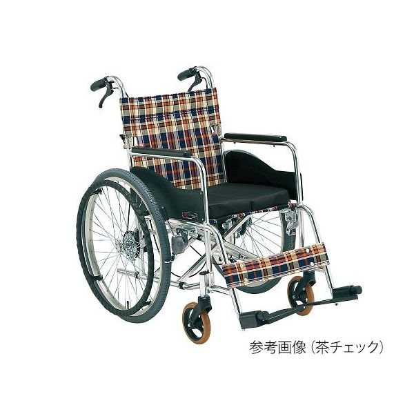 松永製作所 自動ブレーキ装置付車いす(アルミ製自走式) グリーンチェック AR-201BT S-2 1台 7-5267-02（直送品）