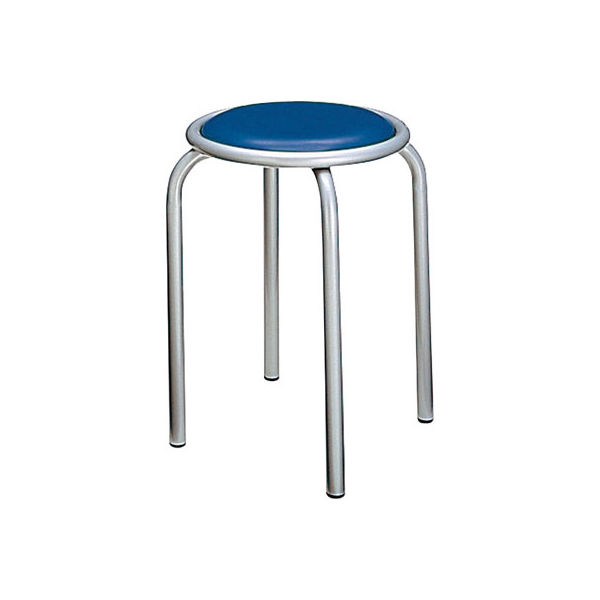 【設置込】コクヨ スツール 会議イス スタッキングチェア 固定丸パイプ脚 ビニールシート ブルー CK-742B 1脚（直送品）