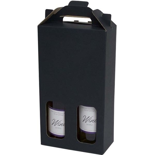 ヤマニパッケージ ハーフワイン2本手提箱 黒 K-1360 1ケース（100：本体25枚結束包装）（直送品）