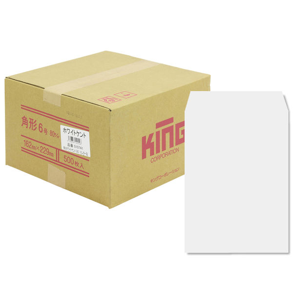 キングコーポレーション 角形6号 80g ホワイトケント センター貼 500枚入×2箱 010741（直送品）