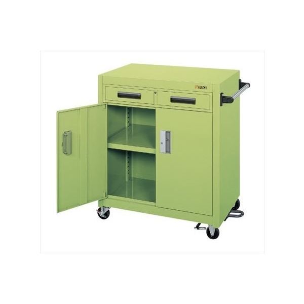 パネルワゴン(中量タイプ/均等耐荷重200kg/ゴム車/H880mm/移動式/引出し・扉付・フットブレーキ付) PKWー7ABR 1個（直送品） 61,134円