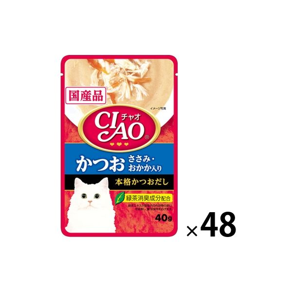 いなば CIAO チャオ 猫 かつお ささみ・おかか入り 国産 40g 48