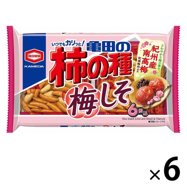 亀田製菓 亀田の柿の種梅しそ6袋詰 1セット（6袋） - アスクル