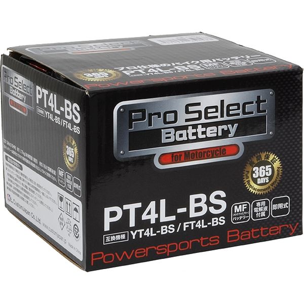 カスタムジャパン Pro Select Battery YT4L-BS互換モデル ブラック PT4L-BS（直送品）