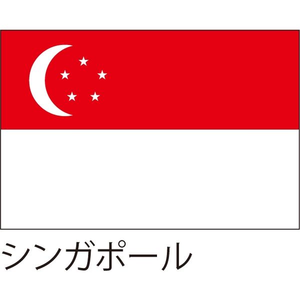 【世界の国旗】服部 応援・装飾用旗 シンガポール 105×70cm ポンジ 1枚（直送品）