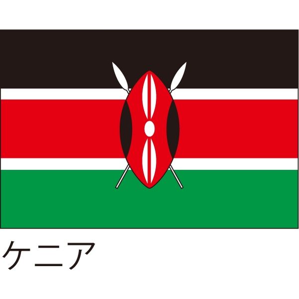 【世界の国旗】服部 応援・装飾用旗 ケニア 135×90cm ポンジ 1枚（直送品）