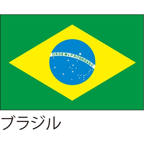 世界の国旗】服部 応援・装飾用旗 ブラジル 105×70cm ポンジ 1枚（直送品） - アスクル