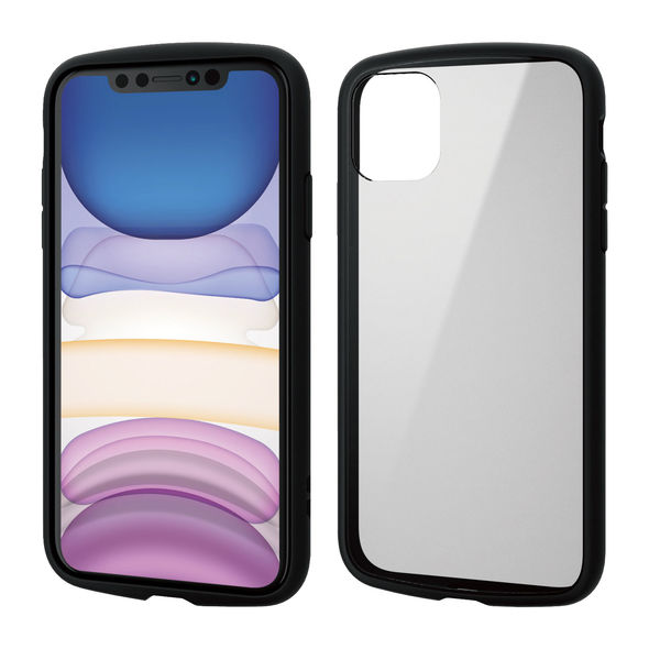 iPhone11 ケース カバー TPU ポリカーボネート フレームカラー 耐衝撃 ストラップホール付 ブラック PM-A19CTSLFCBK  エレコム 1個 - アスクル