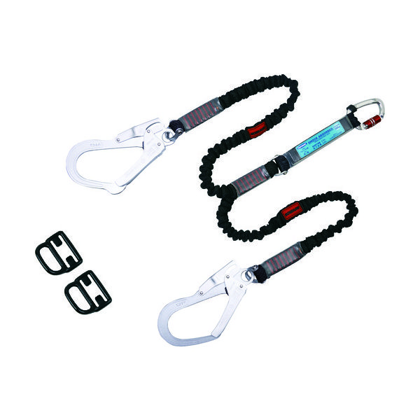 TSUYORON フルハーネス用ランヤード ツインランヤード 伸縮式ノビロン(BK) THL-2-NV93-21KS-2R23-BP 1本（直送品）