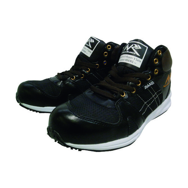 日進ゴム 日進 プロテクティブスニーカーミドルカット ブラック 25.0cm V906MG-BK-25.0 1足 137-4217（直送品）