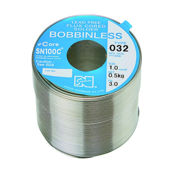 日本スペリア社 スペリア 汎用鉛フリーやに入りはんだ ボビンレス SN100Cー032 1.6mm SN100C-032-16-BL 1巻（直送品）