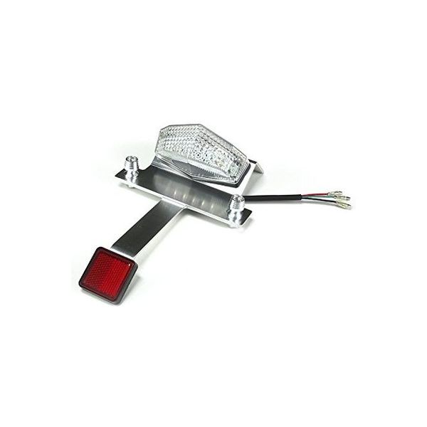 汎用 シャーク テールランプ クリア LED マウント一体型 ブレーキランプ ナンバー灯搭載 衝突防止 ナンバー灯 バイク用