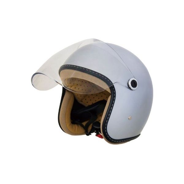 CEPTOO 自動二輪車用ヘルメット ジェット 57～60cm フリーサイズ シルバー CJT-05（直送品）