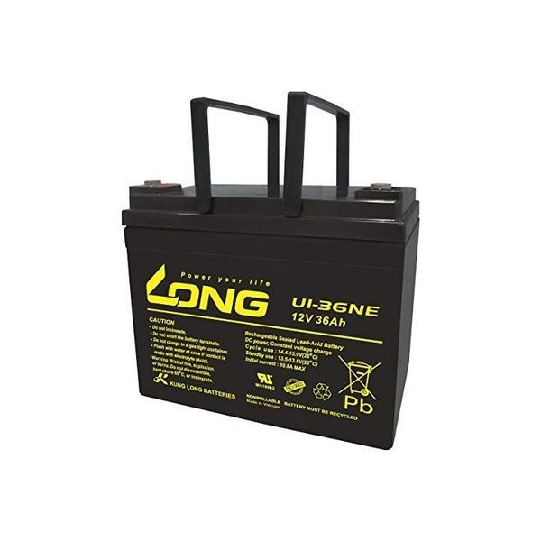 ロング 産業用鉛蓄電池 12V-20時間率-36Ah L-196mm×W-130mm×HT-169mm 電動車系 U1-36NE（直送品）