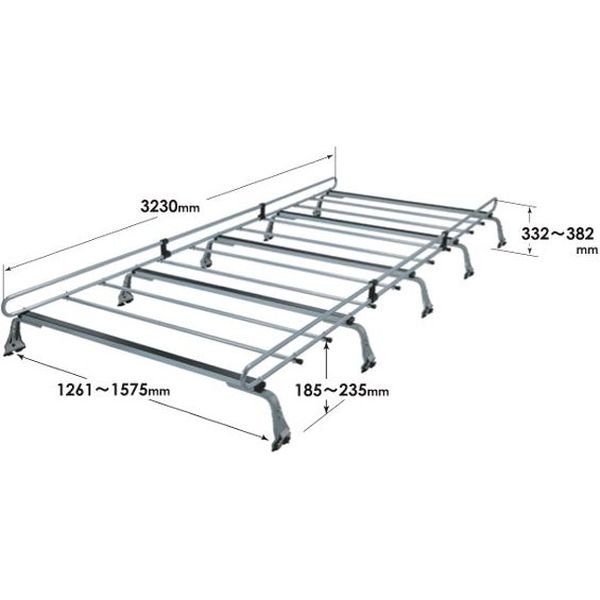 ロッキープラス ルーフキャリア 10本脚 雨ドイ挟込みタイプ 長さ323cm ZM-528M（直送品）