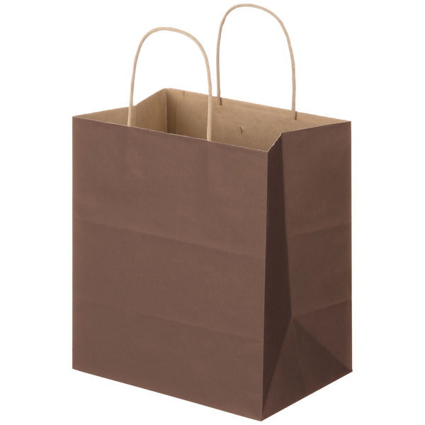 スーパーバッグ 丸紐 ニュアンスカラー手提紙袋 ML（幅260×高さ300×マチ幅180mm） ウォームブラウン  1袋（50枚入）