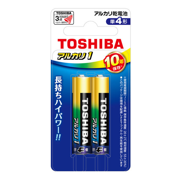 東芝 アルカリ乾電池 単4形 LR03AN 2BP 1セット（40本：20本×2箱） アスクル