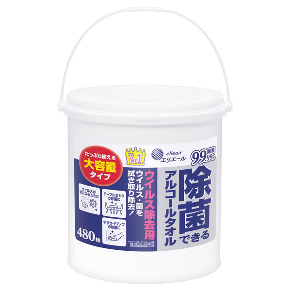 ウェットティッシュ　除菌シート アルコール除菌ウイルス除去用 大容量本体 1個（480枚入） エリエールウイルス除去用 大王製紙