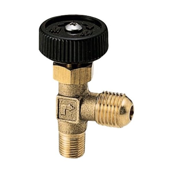 オンダ製作所 アングルミニチュアバルブ R1/8×RフレアーG1/4 黄銅ハンドル OMV-680-3 1個 267-0444（直送品）