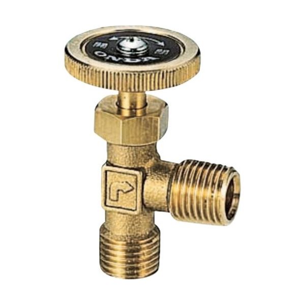 アングルミニチュアバルブ R1/4×R1/4 黄銅ハンドル ホースニップル・スリーブ・フレアーナット付き OMV-652-3 1個（直送品）