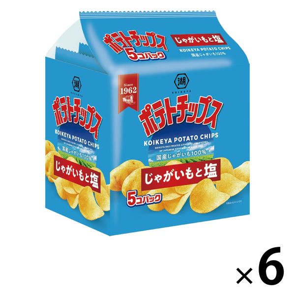 5個パック ポテトチップス じゃがいもと塩 6袋 湖池屋 スナック菓子 おつまみ