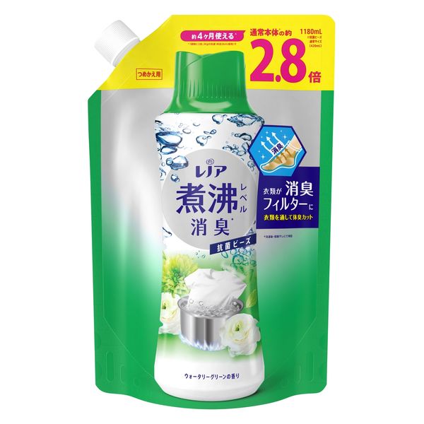 レノア 超消臭 煮沸レベル 抗菌ビーズ ウォータリーグリーン 詰め替え 超特大 1180mL 1個 抗菌 P＆G