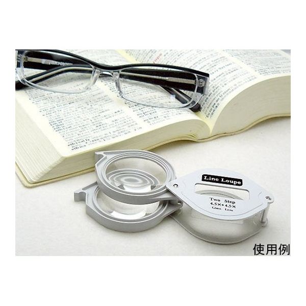 クリアー光学 携帯用ルーペ アルミ 拡大鏡 ガラスレンズ 4.5倍 36mm 2枚 L-71N 1個 64-5274-10（直送品）