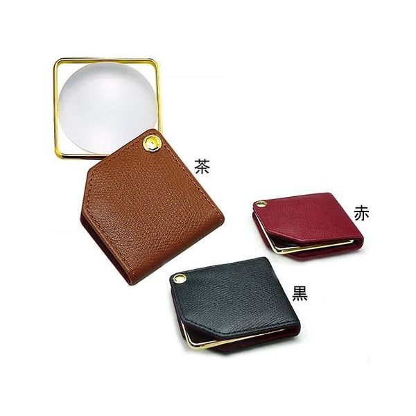 クリアー光学 携帯用ルーペ 本革 拡大鏡 プラレンズ 3倍 63mm 茶 L-467 1個 64-5273-94（直送品）
