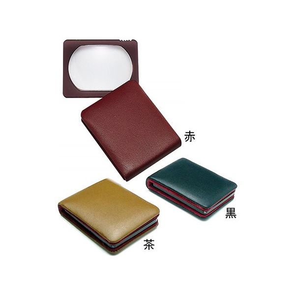 クリアー光学 携帯用ルーペ 本革 拡大鏡 白ガラスレンズ 3倍 40×50mm 赤 L-455 1個 64-5273-79（直送品）