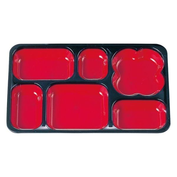 タカギ産業  弁当容器 BW-220 (2) [本体]黒・内赤22 [蓋]透明・ラディッシュ 1107599 100枚(10枚×10)（直送品）