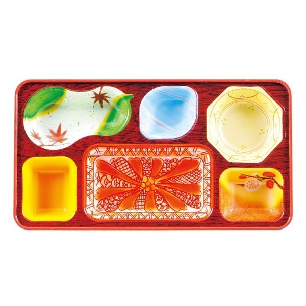 タカギ産業  弁当容器 PR-6 [本体]赤40・内C [蓋]透明・花吹雪(ピンク) 1121299 100枚(10枚×10)（直送品）