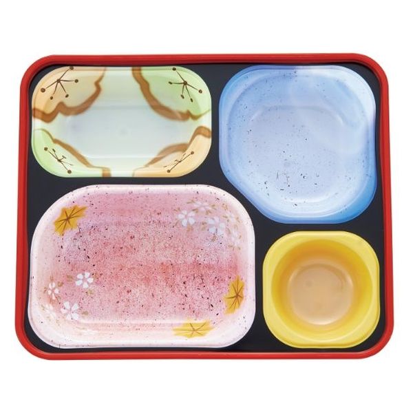タカギ産業  弁当容器 PR-38 [本体]赤40・内A [蓋]透明・ボーダー(ラベンダー) 1160299 100枚(10枚×10)（直送品）