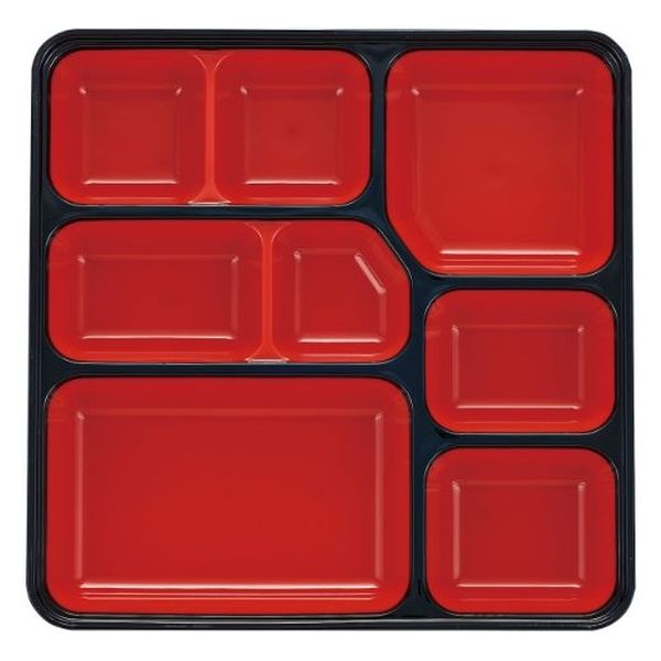 タカギ産業  弁当容器 BWR-680 [本体]黒・内赤40 [蓋]黒・ラディッシュ 1315699 100枚(10枚×10)（直送品）