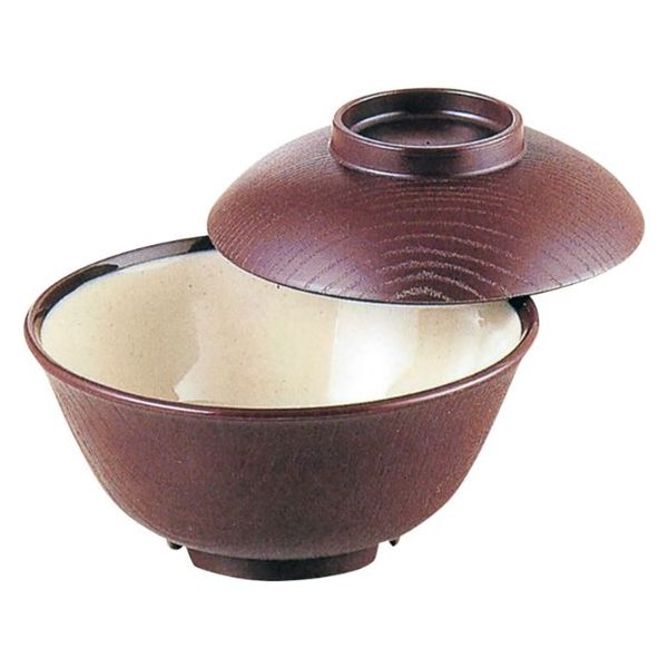 タカギ産業  どんぶり容器 SW-123 ブラウン・内ストーン 1400209 100枚(10枚×10)（直送品）
