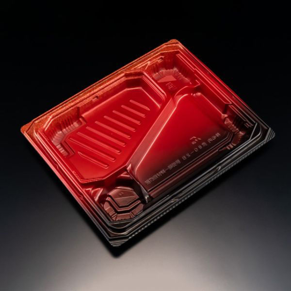 リスパック 弁当容器 バイオ 枠の内 煮80-2B K-えんび赤 RHBP483 1袋(50個)（直送品）