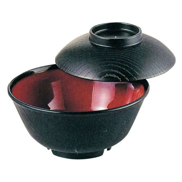 タカギ産業  どんぶり容器 SW-123 黒・内ワイン 1400210 100枚(10枚×10)（直送品）