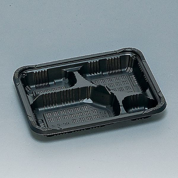 福助工業 弁当容器 憩い RP-2-2H 黒 E 本体 0740721 1袋(50個)（直送品）